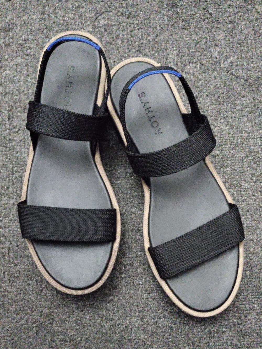Rothy's Black and Tan Platform Sandals